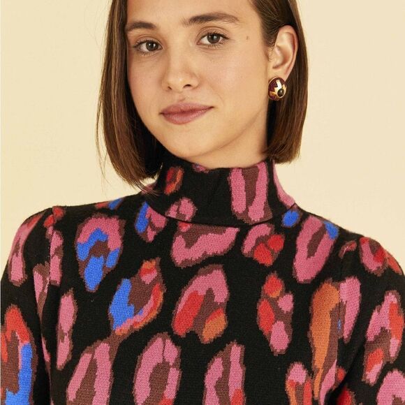 FARM Rio Cut Out Knit Mini Dress- Iridescent Leopards - Picture 2 of 8